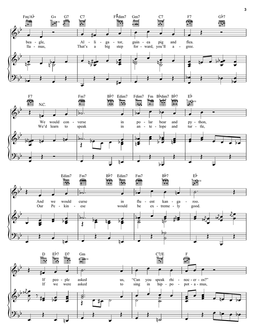 Talk To The Animals Piano, Vocal, Guitar scores gallery preview page 3