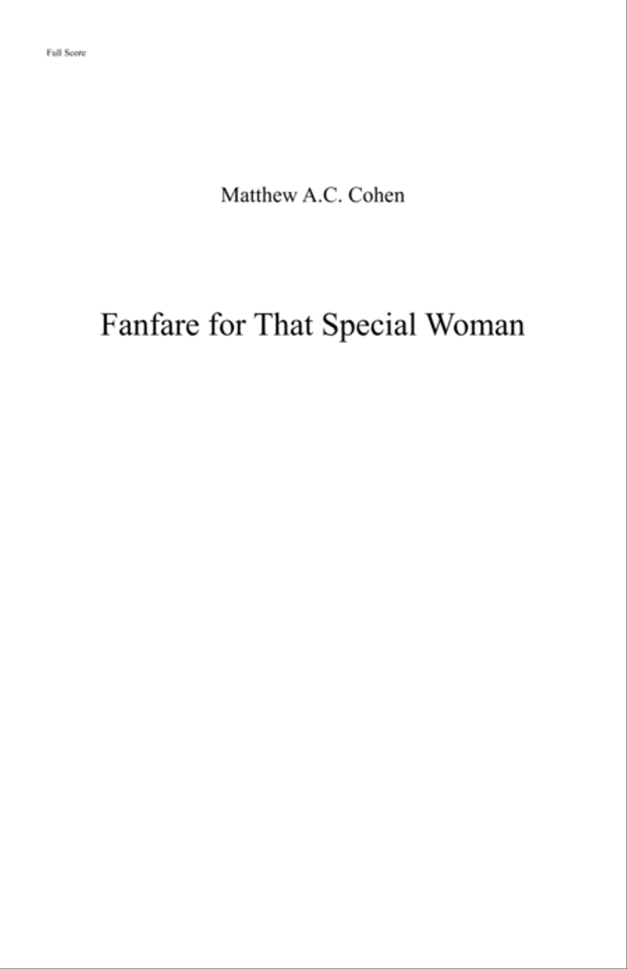 Fanfare for That Special Woman Small Ensemble scores gallery preview page 1
