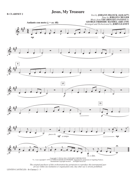 Lenten Canticles (A Passion Cantata) - Bb Clarinet 2
