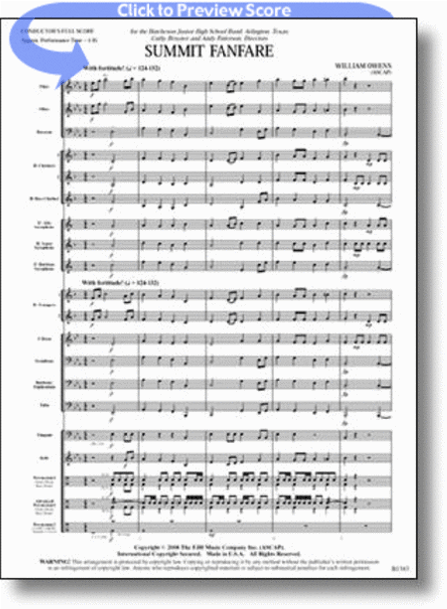 Summit Fanfare Summit Fanfare Concert Band scores gallery preview page 1