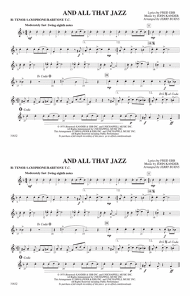 And All That Jazz (from Chicago): Bb Tenor Saxophone/Bartione Treble Clef
