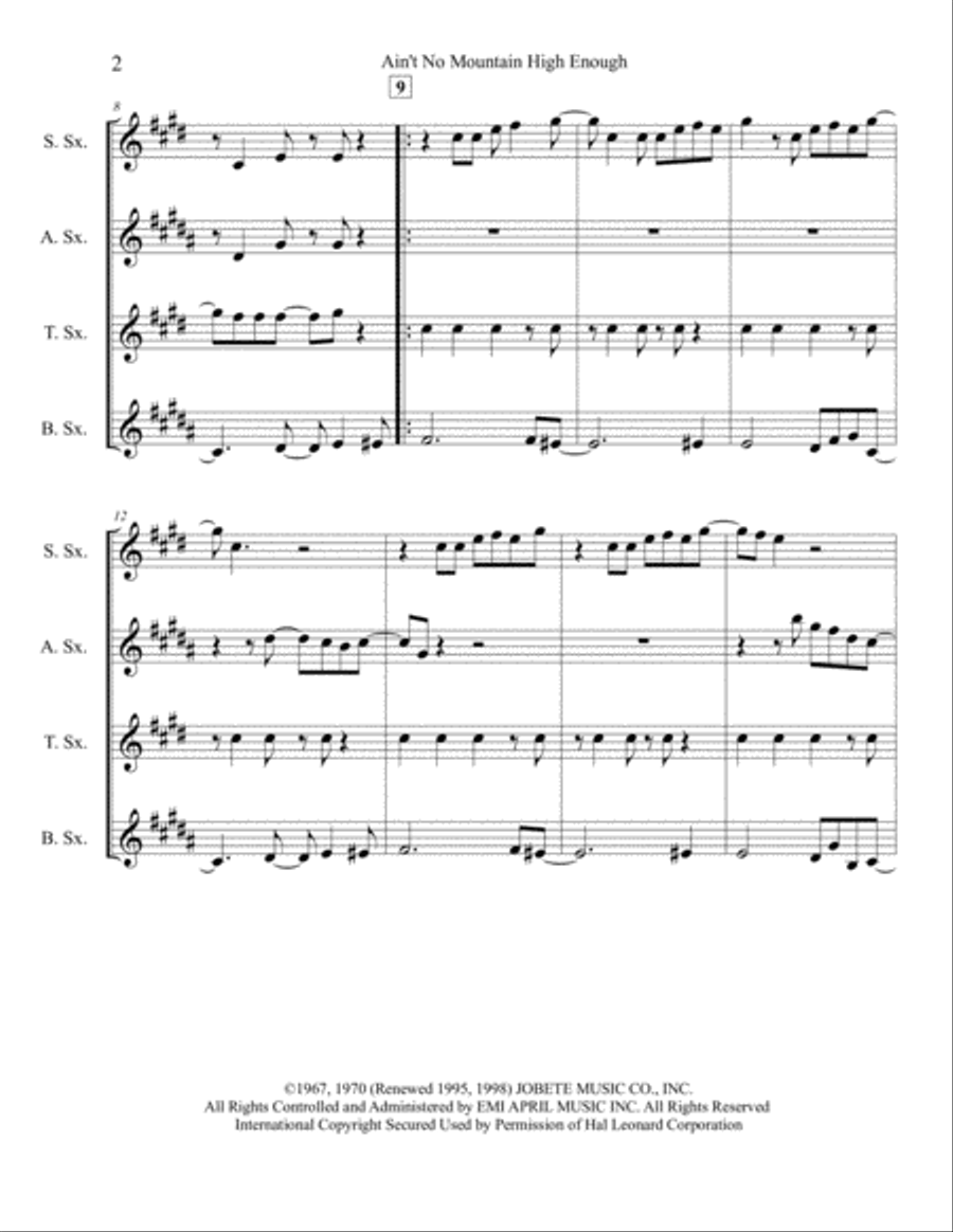 Ain't No Mountain High Enough Woodwind Quartet scores gallery preview page 3
