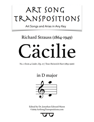 STRAUSS: Cäcilie, Op. 27 no. 2 (transposed to D major)