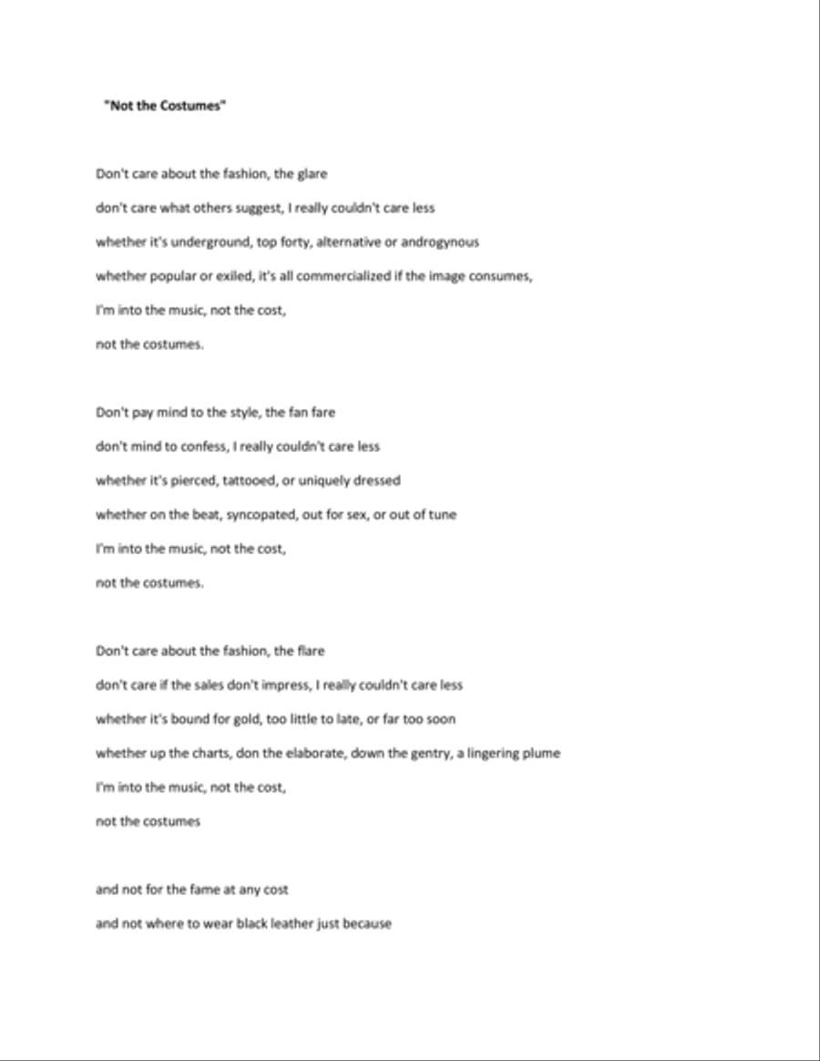 Not the Costumes Not the Costumes Guitar scores gallery preview page 1