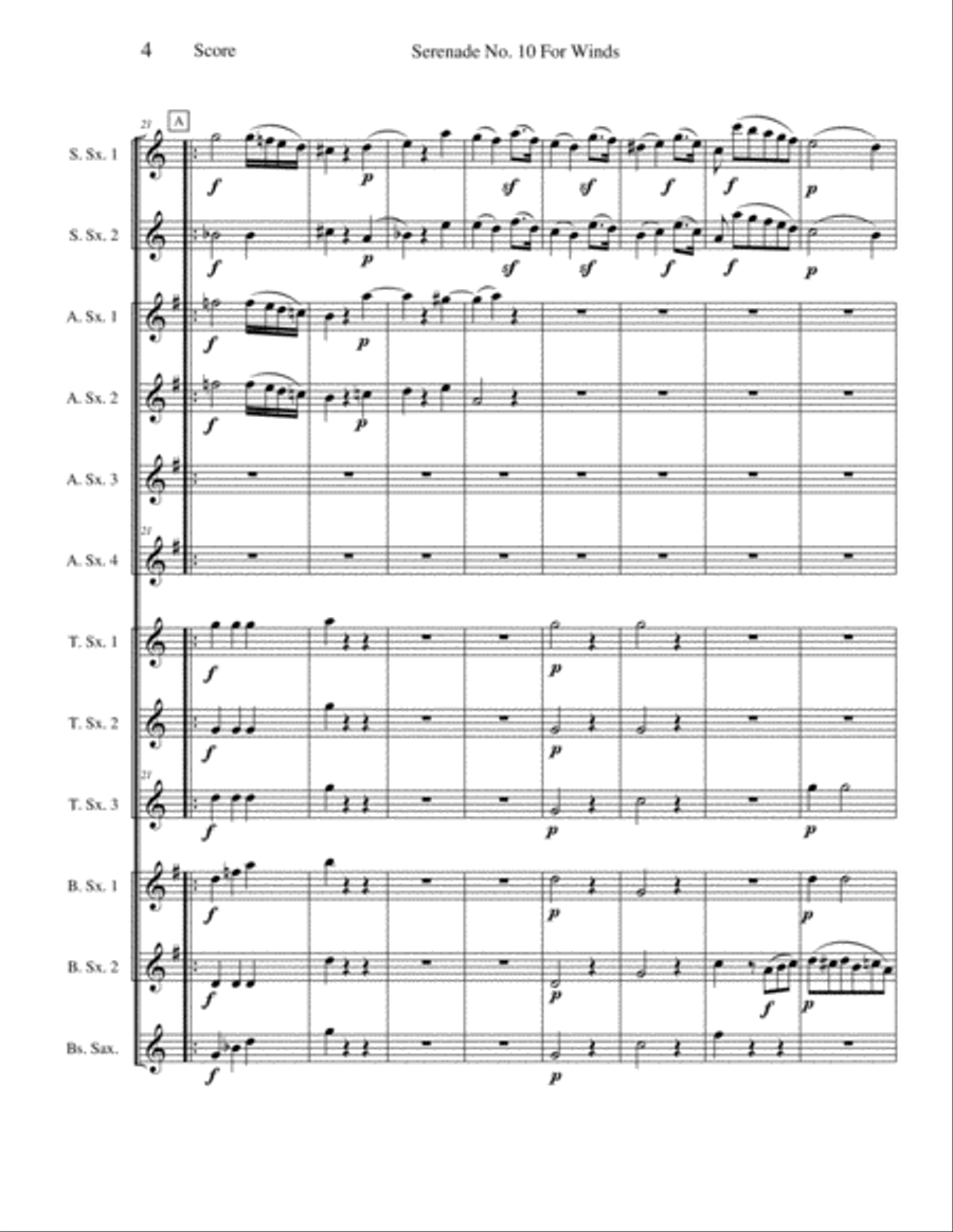 Serenade No. 10 for Winds - Mvt II (Menuetto) Large Ensemble scores gallery preview page 4
