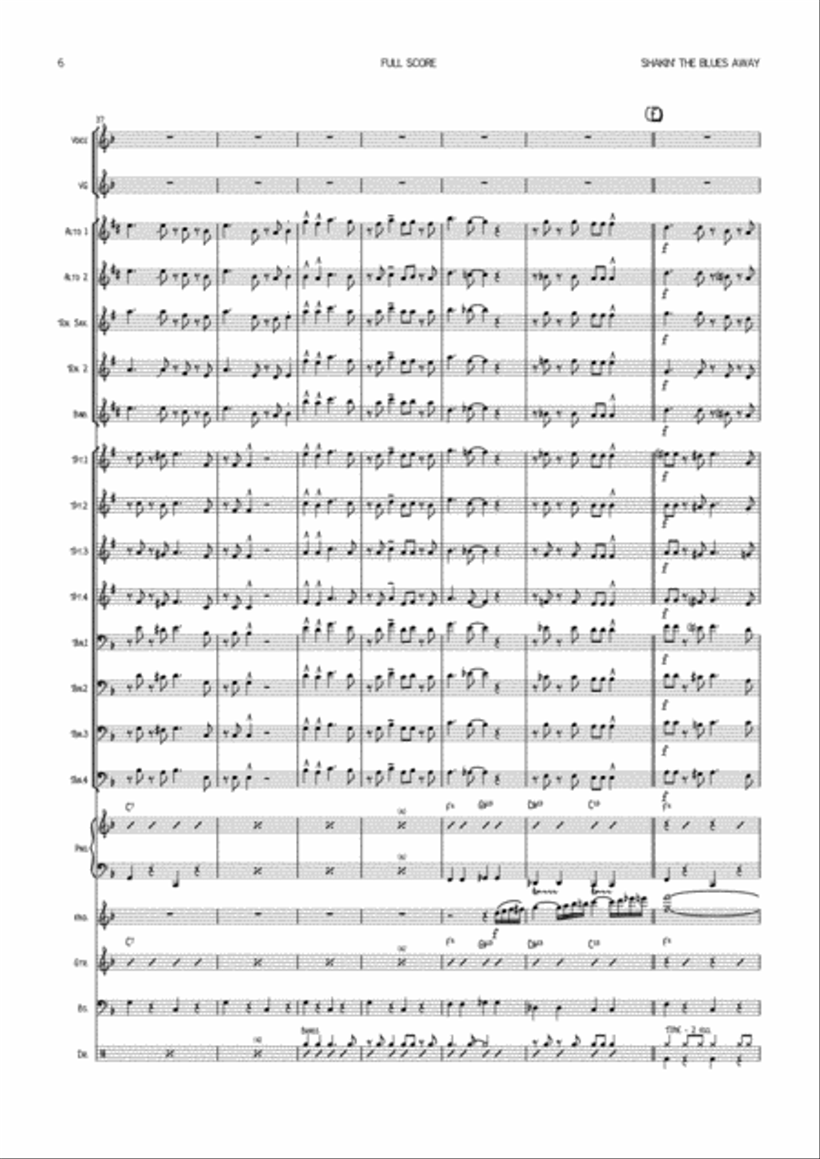Shaking The Blues Away Jazz Ensemble scores gallery preview page 6