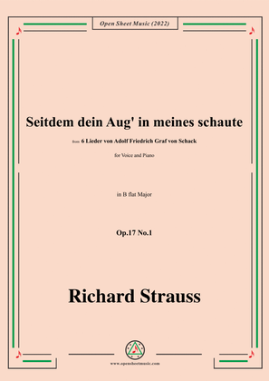 Book cover for Richard Strauss-Seitdem dein Aug' in meines schaute,in B flat Major