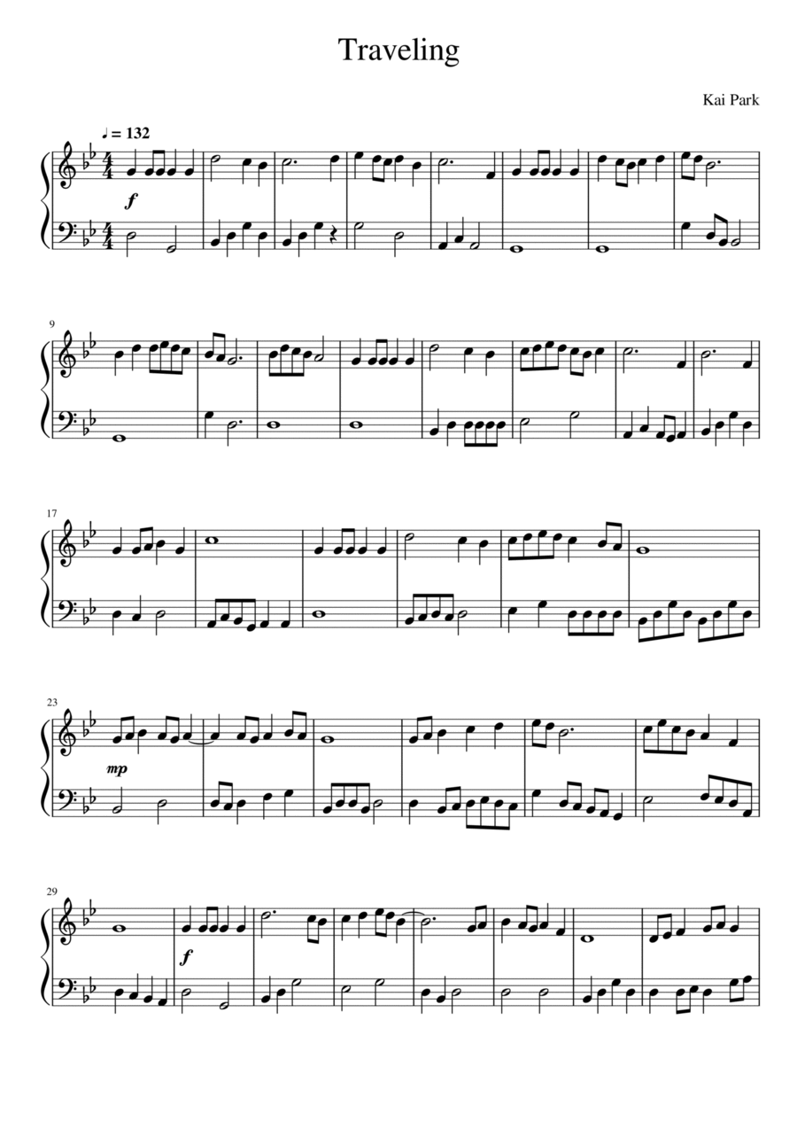 Traveling Piano Solo scores gallery preview page 1