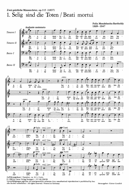 Mendelssohn: Zwei geistliche Mannerchore