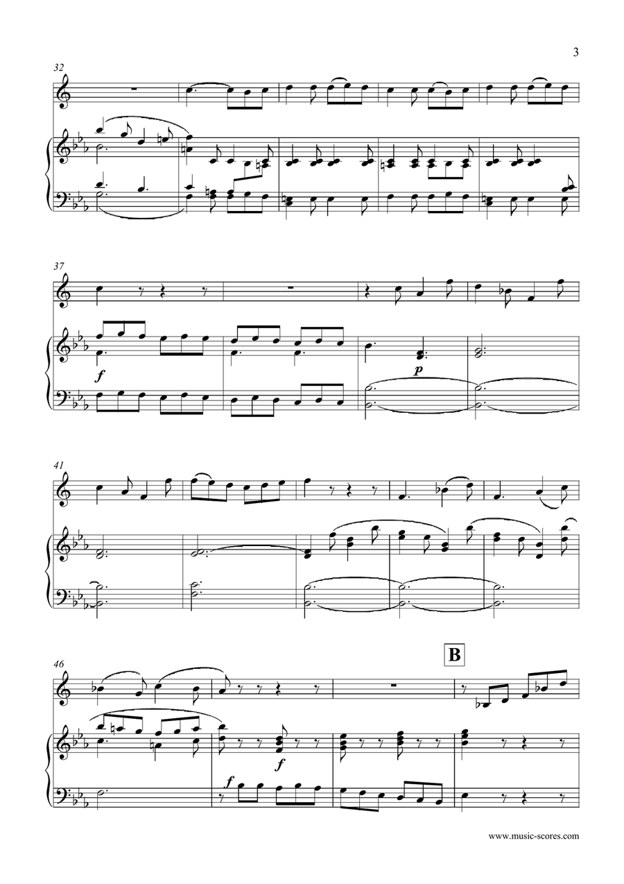 3rd Movement, Rondo, from Mozart's Horn Concerto no. 4 - French Horn and Piano Piano scores gallery preview page 3