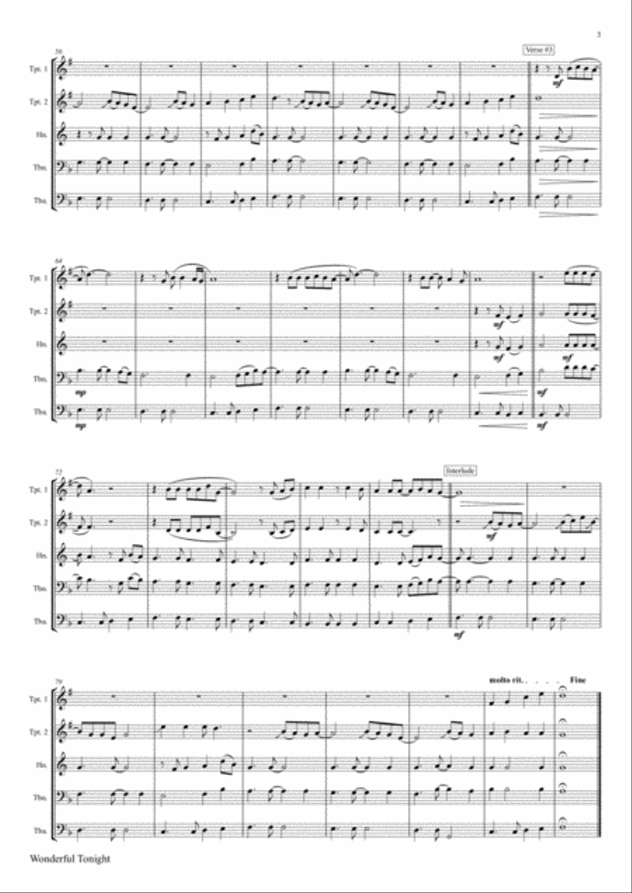 Wonderful Tonight Euphonium scores gallery preview page 4