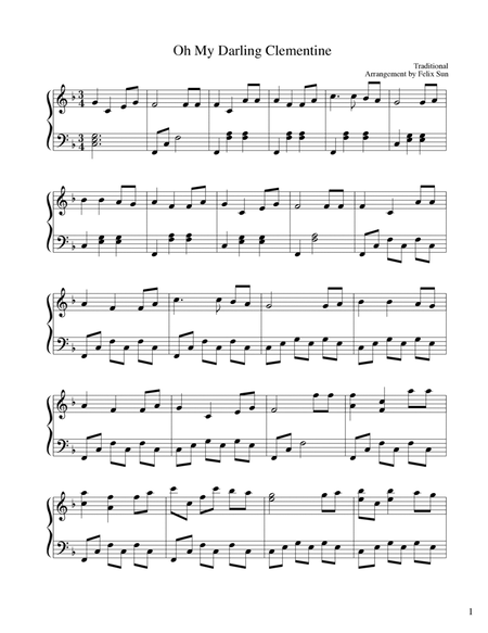 Oh My Darling Clementine (Piano Solo) - Beautiful Easy Arrangement image number null