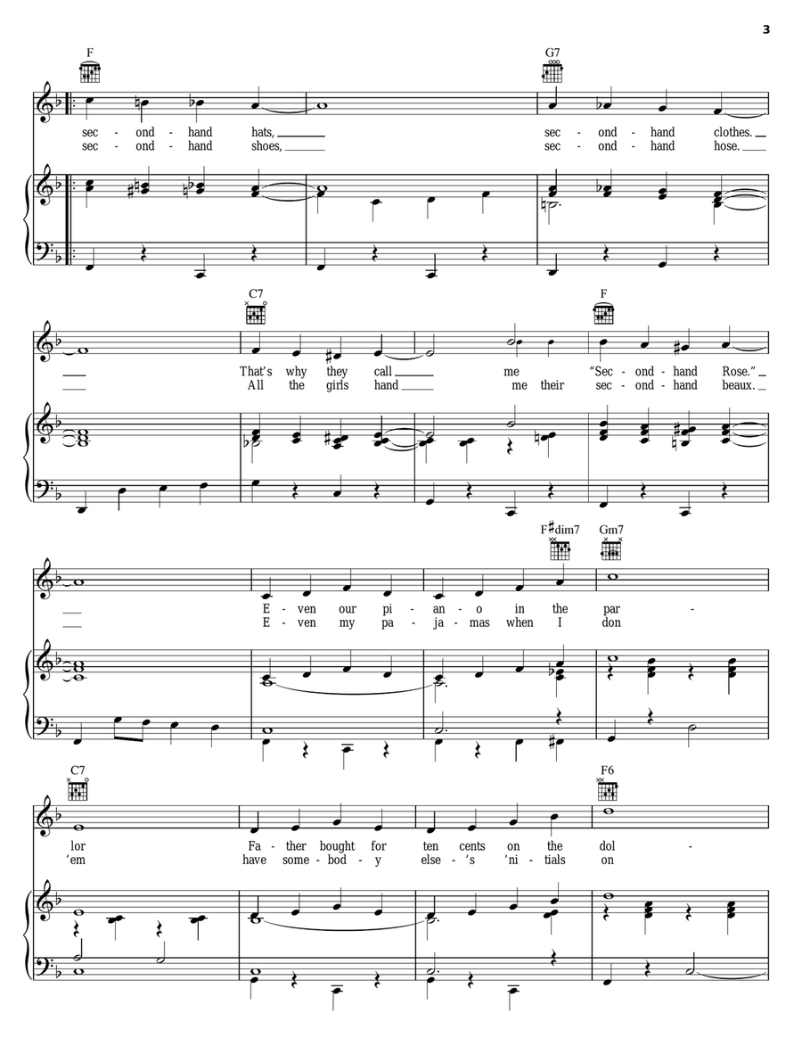 Second Hand Rose Piano, Vocal, Guitar scores gallery preview page 3