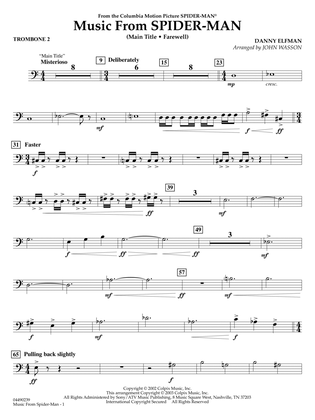 Book cover for Music from Spider-Man (arr. John Wasson) - Trombone 2