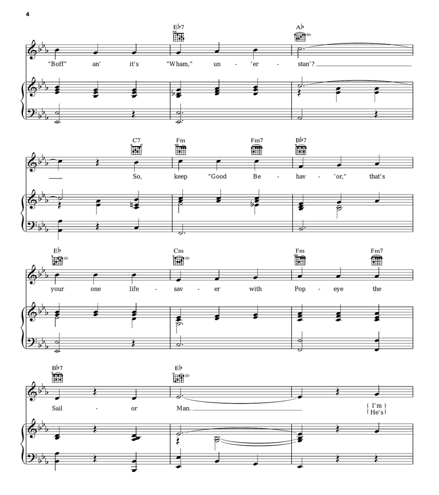 I'm Popeye The Sailor Man Guitar scores gallery preview page 4