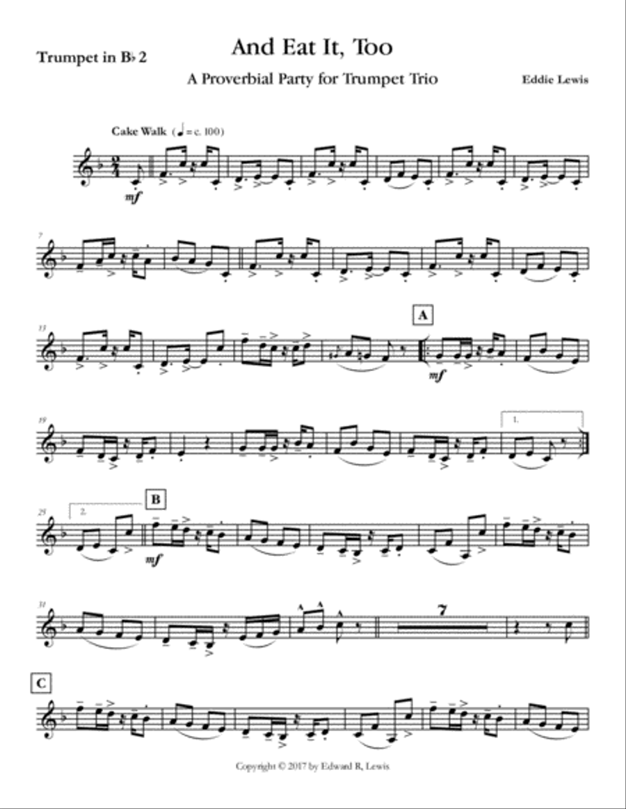 And Eat It, Too for Trumpet Trio by Eddie Lewis Trumpet Trio scores gallery preview page 4