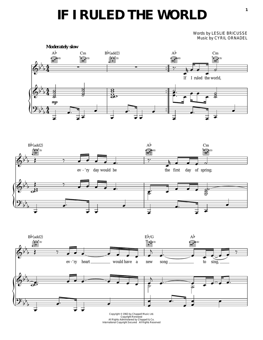 If I Ruled The World Piano, Vocal, Guitar scores gallery preview page 1