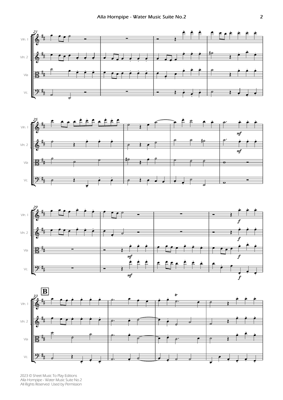 Alla Hornpipe by Handel - String Quartet (Full Score and Parts) String Quartet scores gallery preview page 3