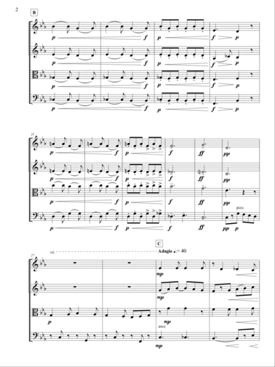 Nocturne for String Quartet, Op. 14 String Quartet scores gallery preview page 2