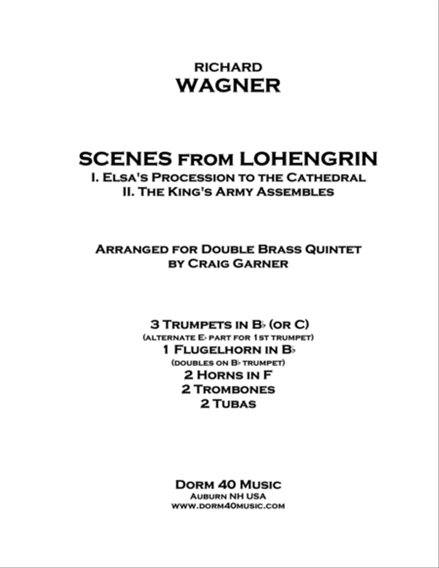 Scenes from Lohengrin: Elsa's Procession to the Cathedral and King's Army Assembles Brass Ensemble scores gallery preview page 1
