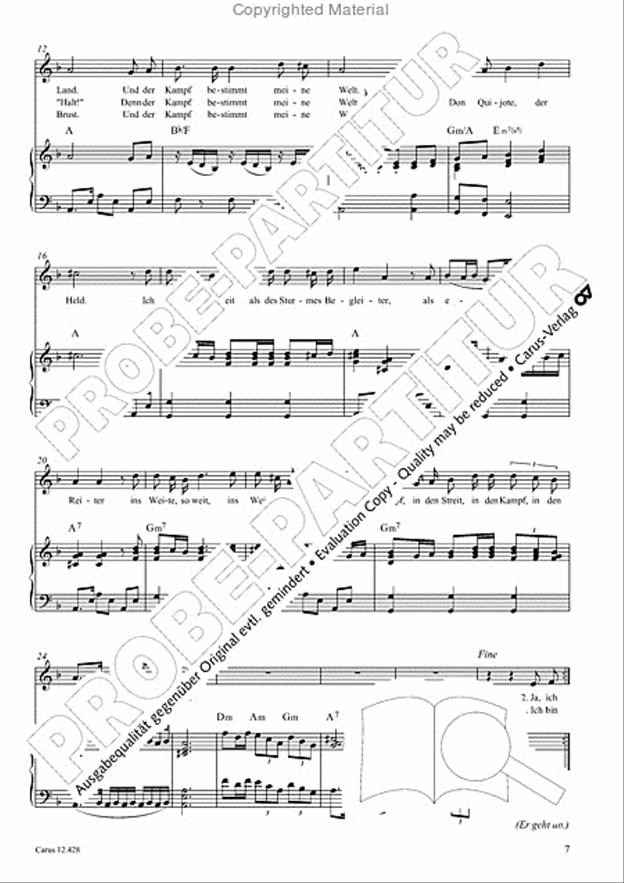 Die seltsamen Abenteuer von Don Quijote und Sancho Pansa Unison Choir scores gallery preview page 9