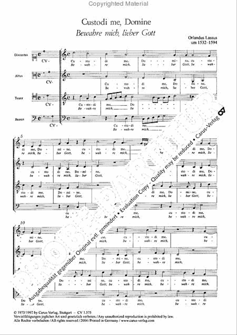 Custodi me, Domine Custodi me, Domine 4-Part scores gallery preview page 3