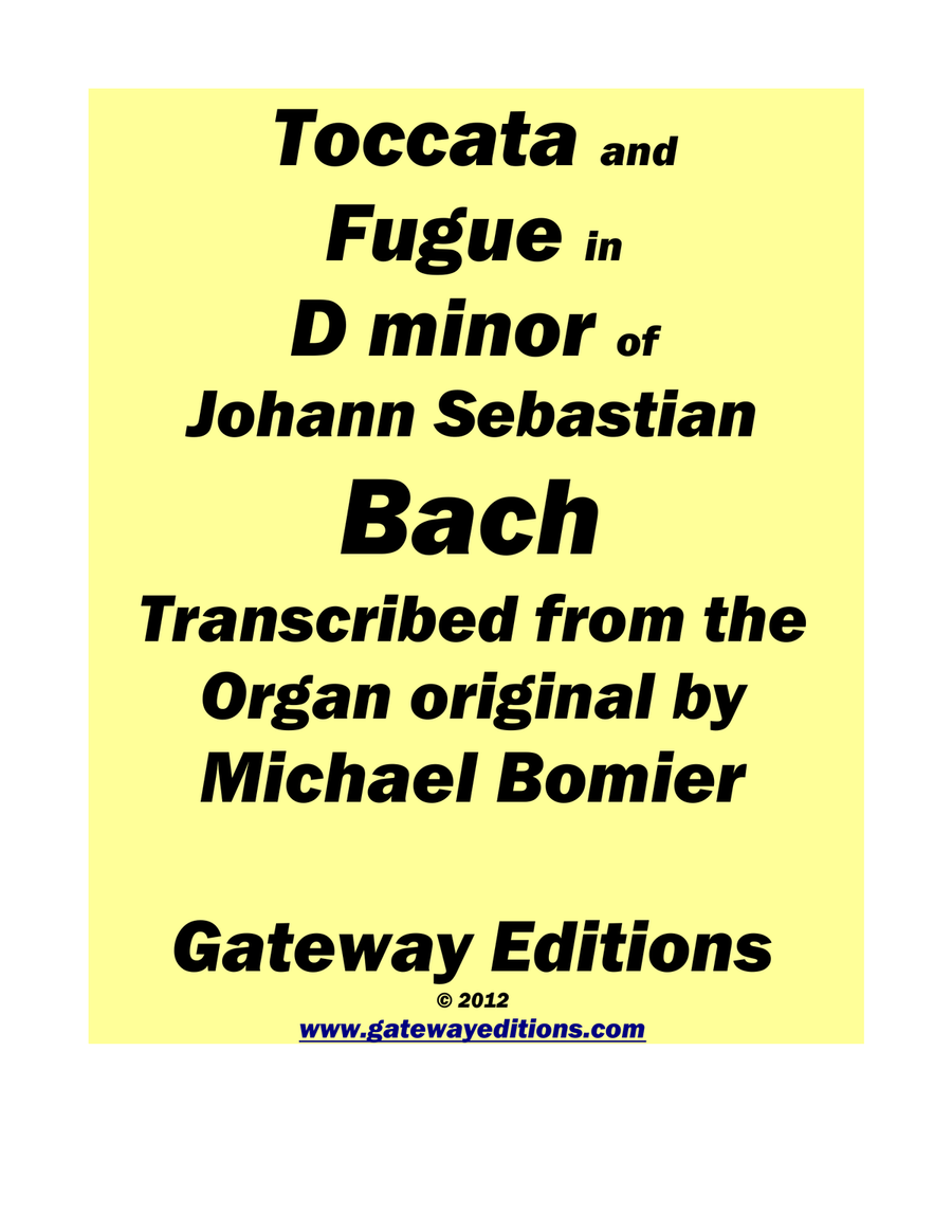 Toccata and Fugue in D minor for Piano Solo, from Bach's organ score Organ scores gallery preview page 1