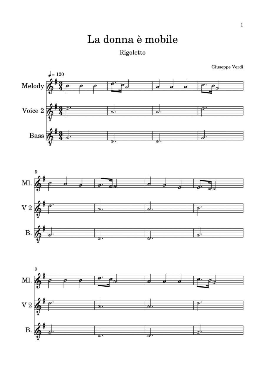 La Donna è mobile Glockenspiel scores gallery preview page 1