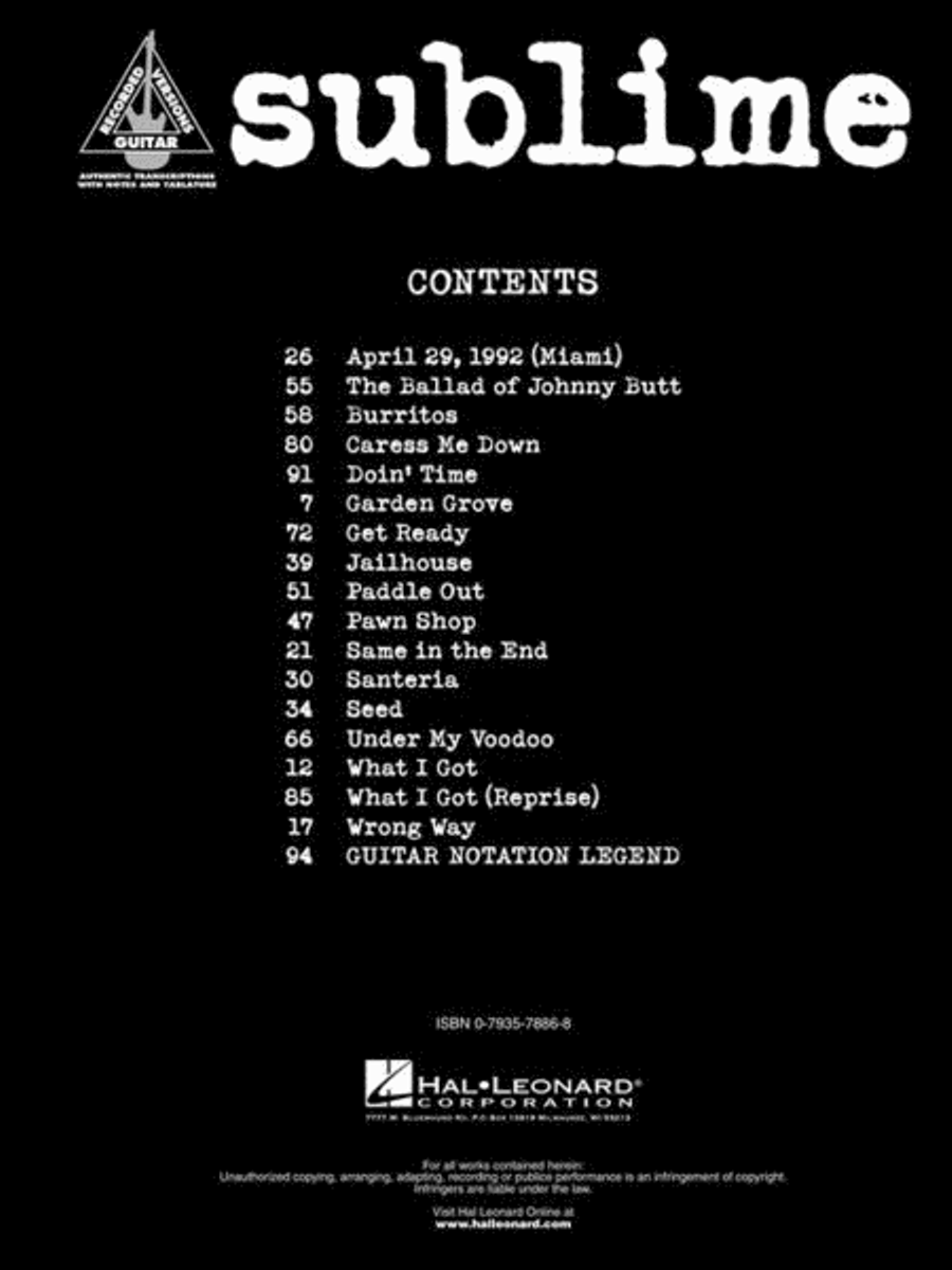 Sublime Electric Guitar scores gallery preview page 4