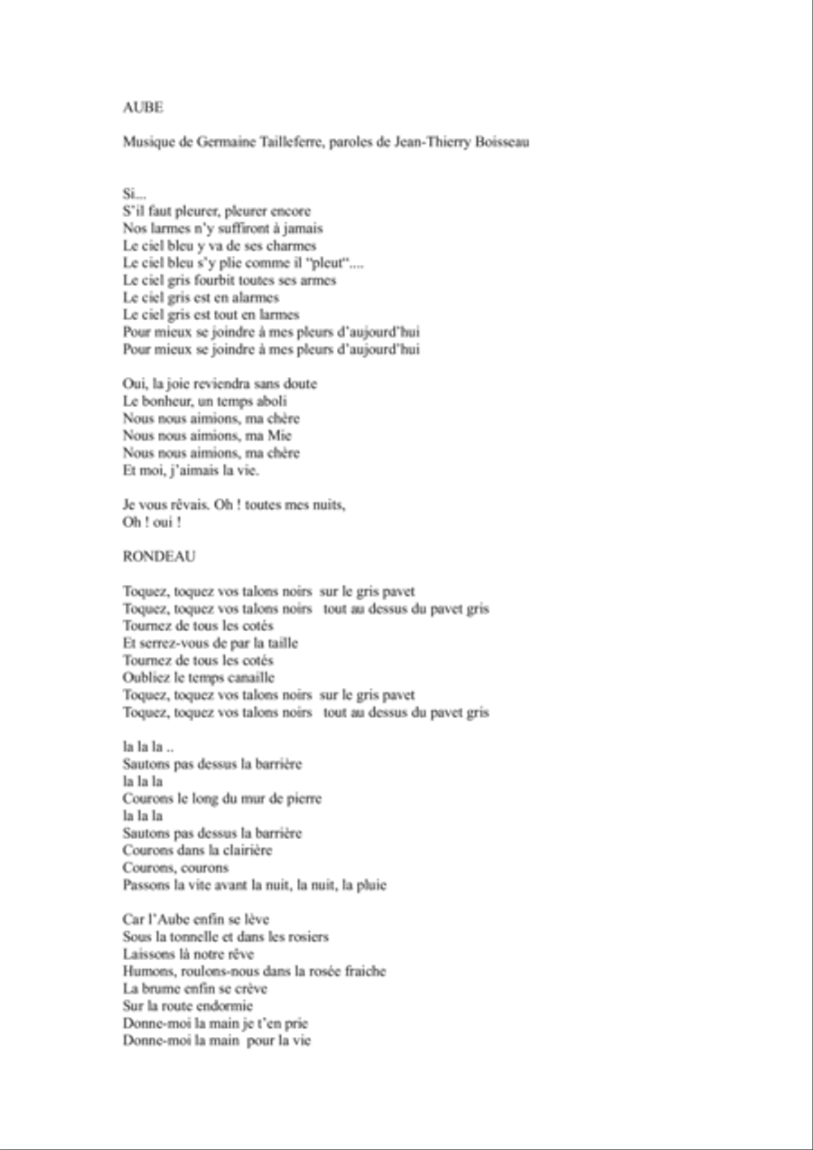 Germaine Tailleferre : Aube for mixed chorus Divisi scores gallery preview page 5