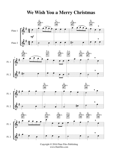 We Wish You a Merry Christmas - Flute Duet with Guitar Chords image number null