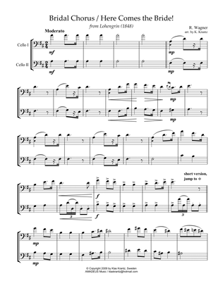 Bridal Chorus / Here Comes the Bride! for cello duo (D Major)