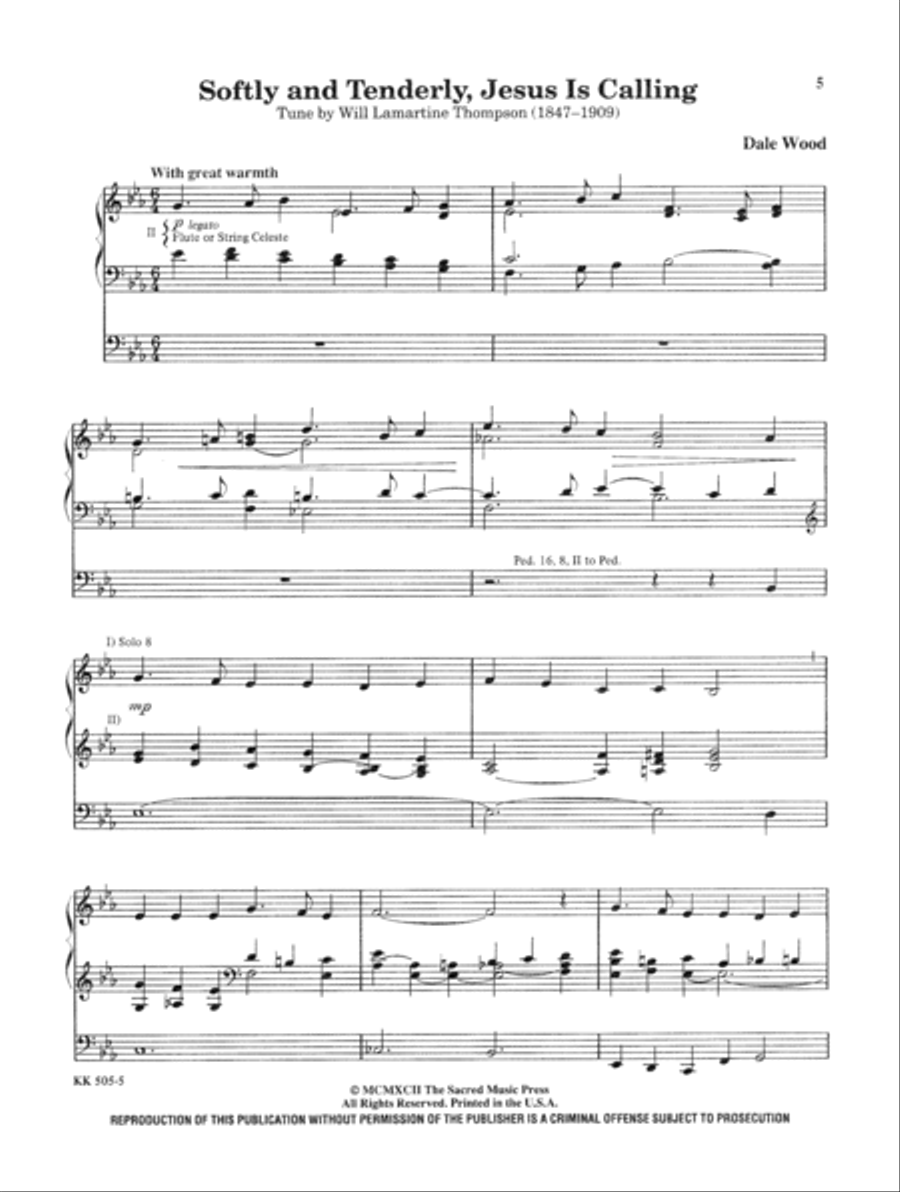 Softly and Tenderly Organ Solo scores gallery preview page 3
