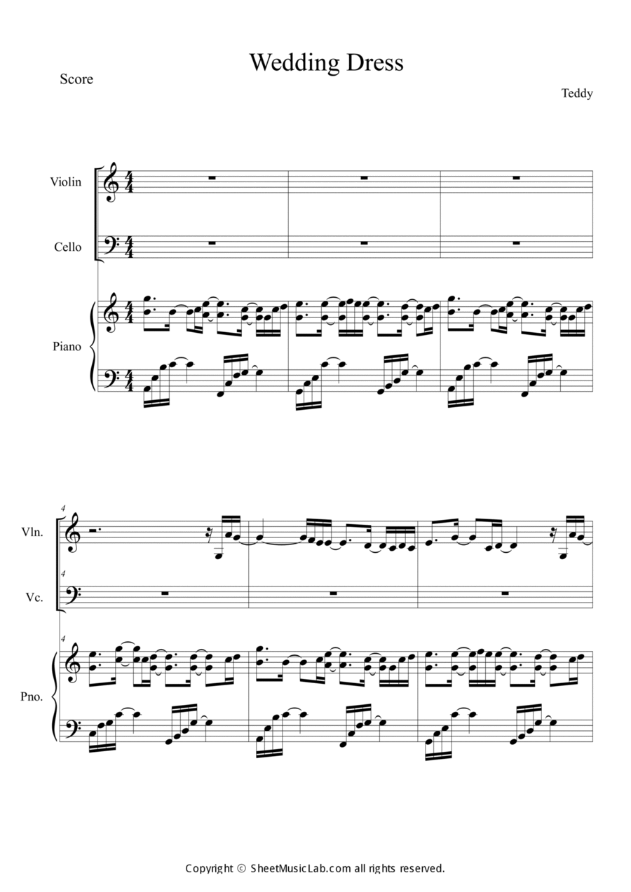 Wedding Dress Piano Trio scores gallery preview page 1