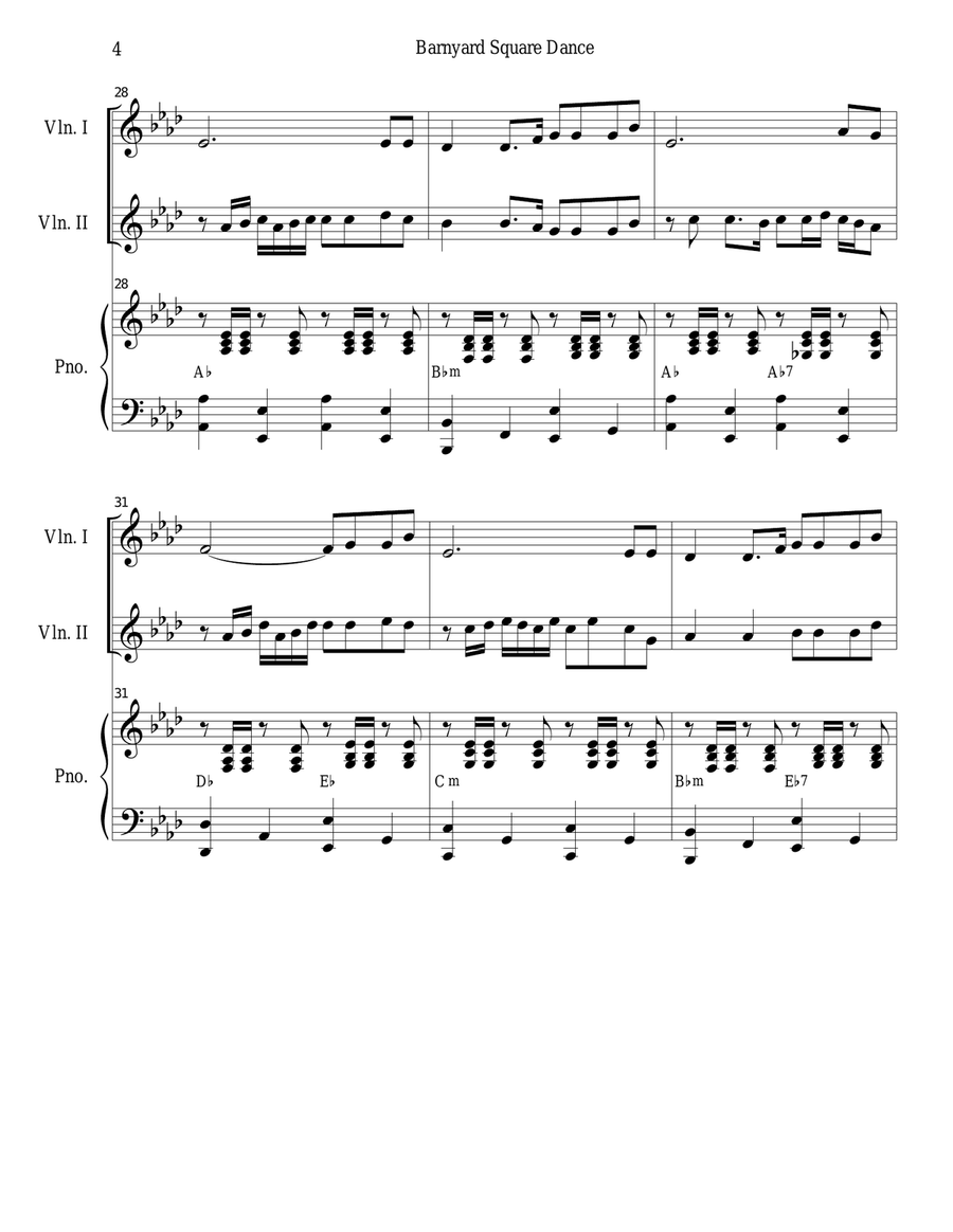 Barnyard Square Dance String Duet scores gallery preview page 4