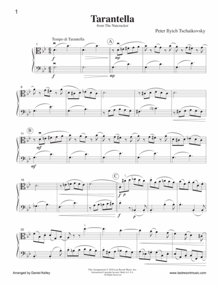 Tarantella from the Nutcracker - Duet - for Viola & Cello (or Bassoon) - Music for Two