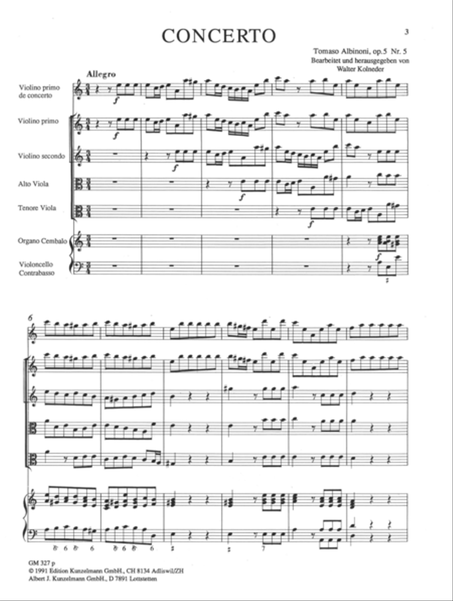 Concerto a cinque Op. 5/5 Violin scores gallery preview page 2