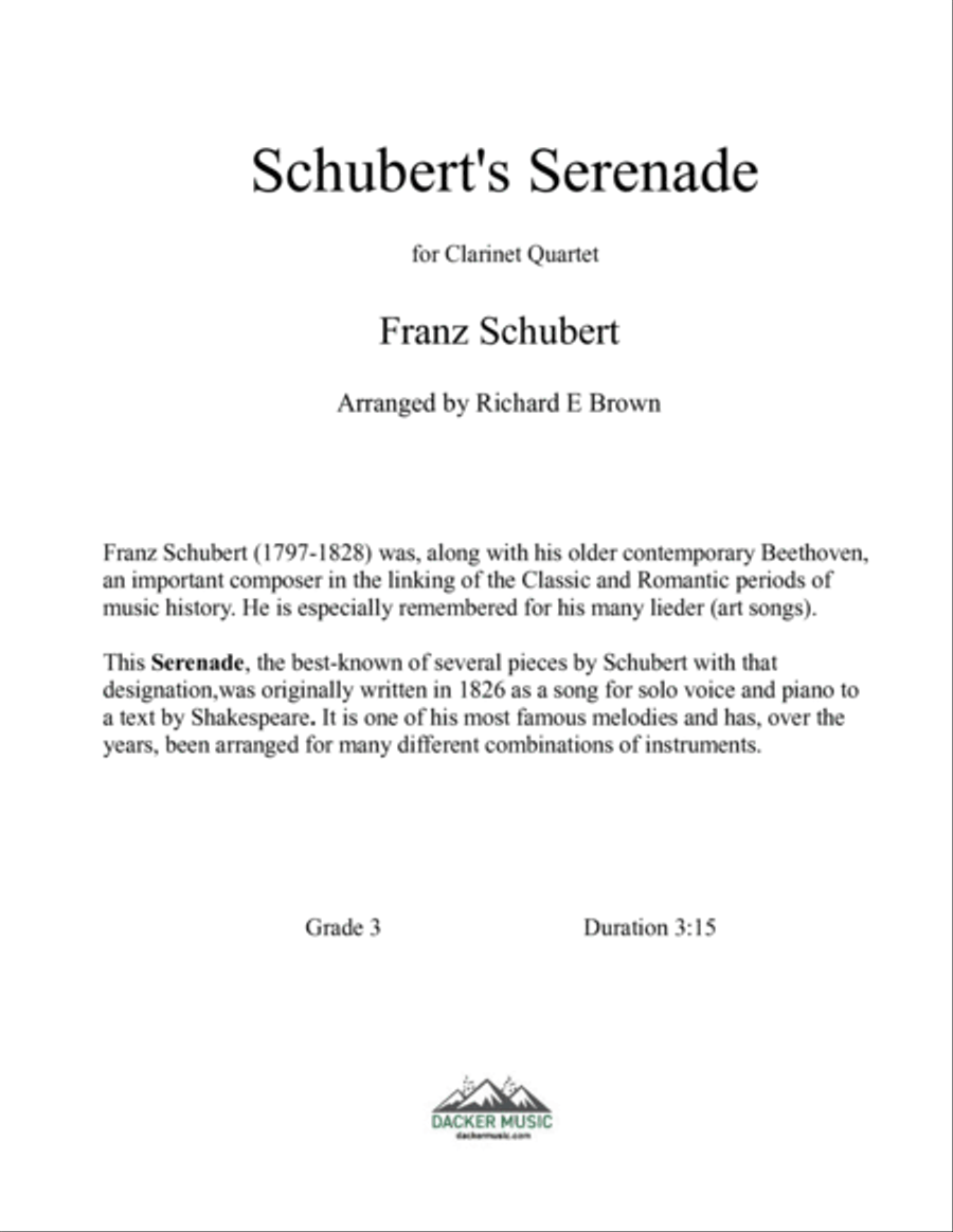 Schubert's Serenade - Clarinet Quartet Clarinet Quartet scores gallery preview page 2