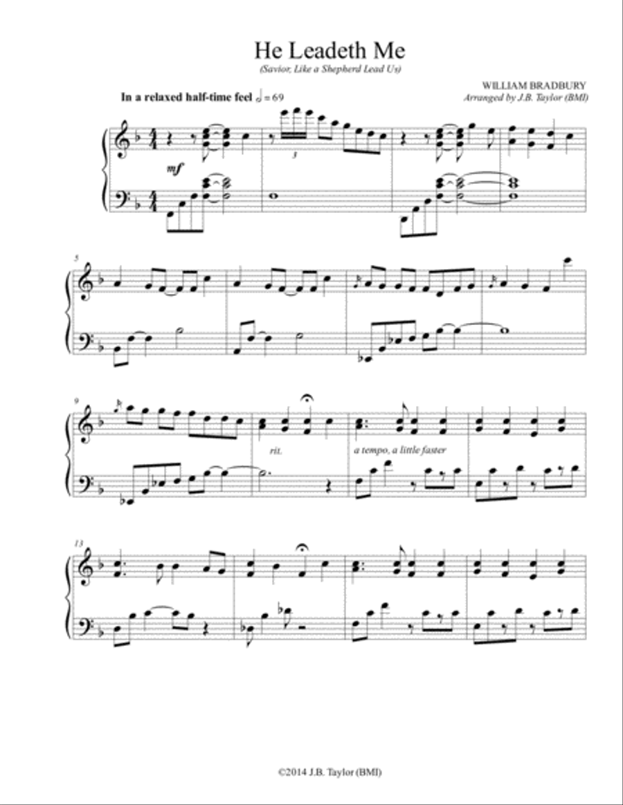 He Leadeth Me (Savior Like a Shepherd) Piano Solo scores gallery preview page 1