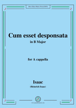 Book cover for Isaac-Cum esset desponsata,in B Major,for A cappella