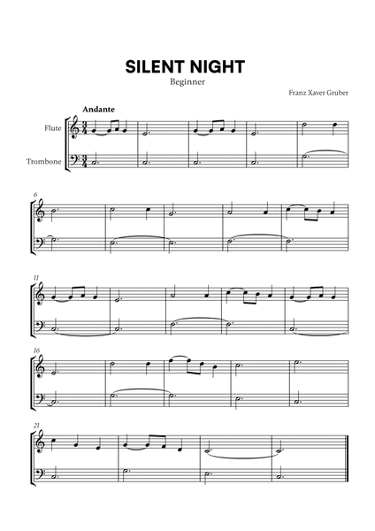 Silent Night (Beginner) (for Flute and Trombone) image number null