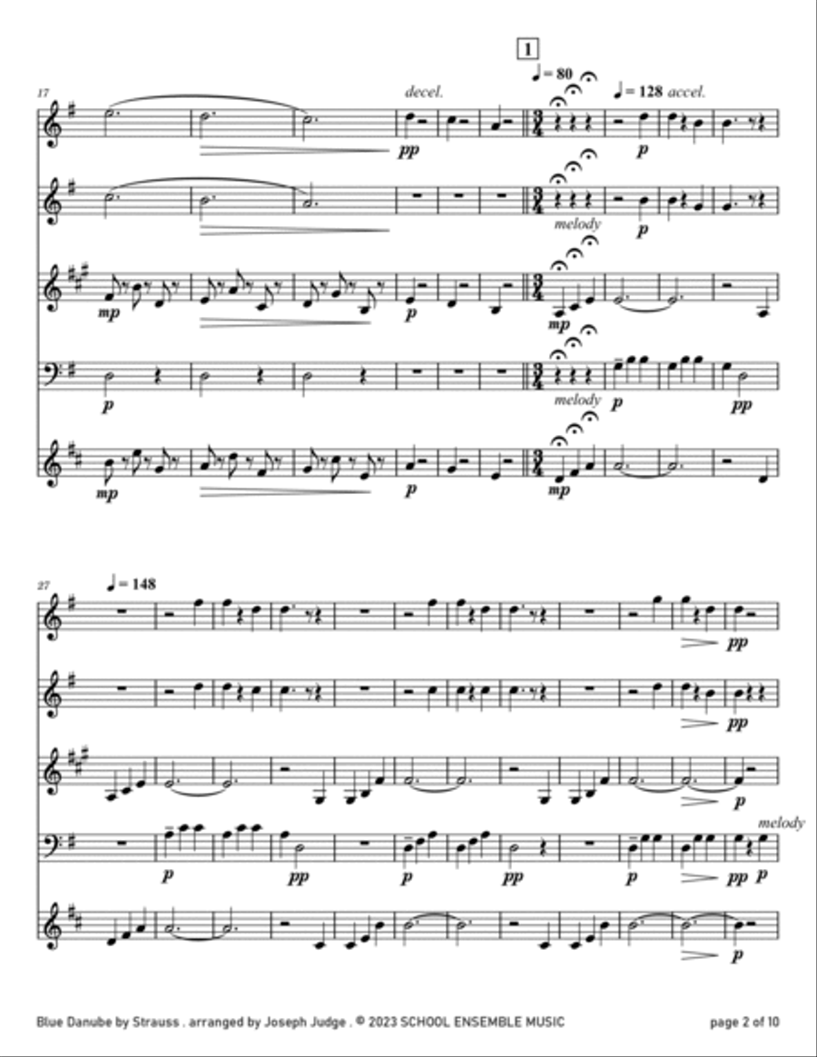 Blue Danube by Strauss for Woodwind Quartet in Schools Woodwind Quartet scores gallery preview page 2