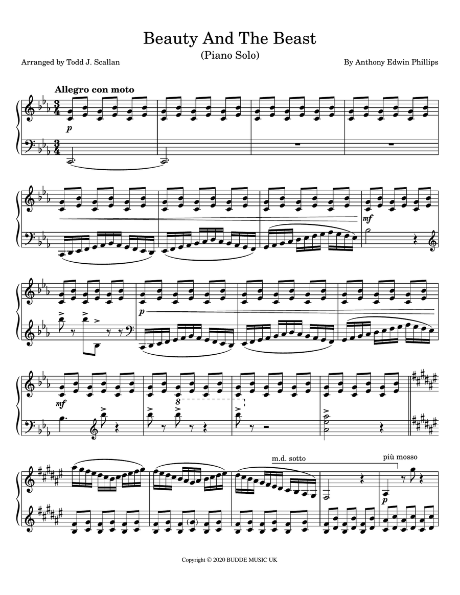 Beauty And The Beast Beauty And The Beast Piano Solo scores gallery preview page 1
