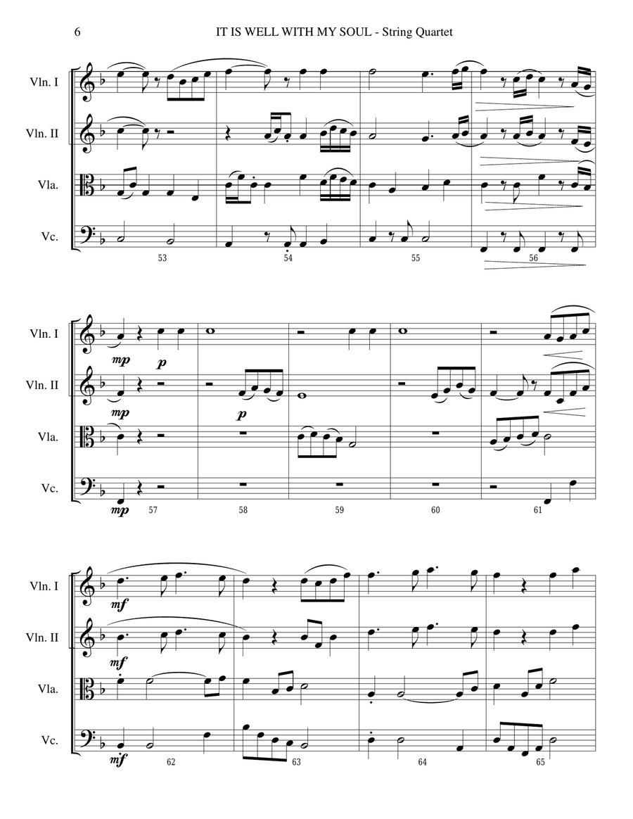 It Is Well With My Soul (String Quartet Score and Parts) String Quartet scores gallery preview page 6