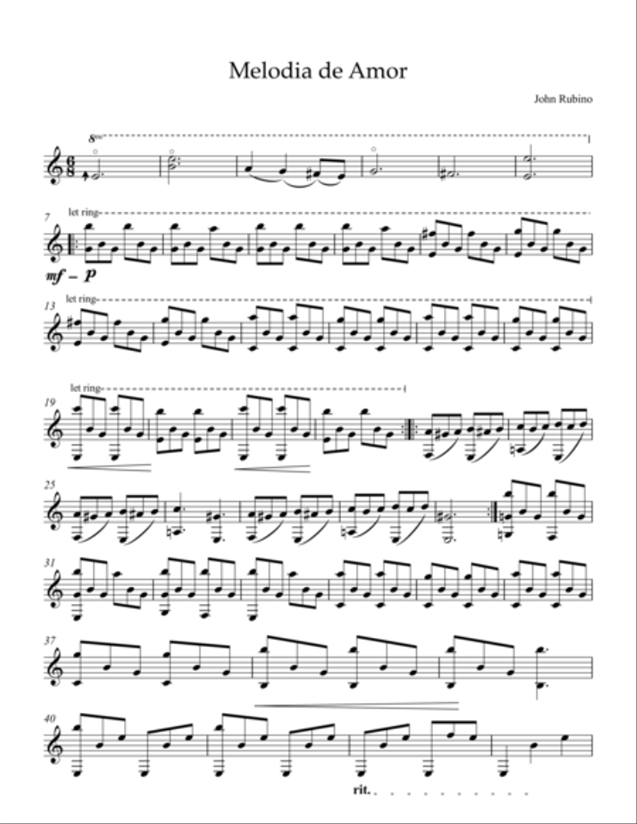 Melodia De Amor Guitar Solo scores gallery preview page 1