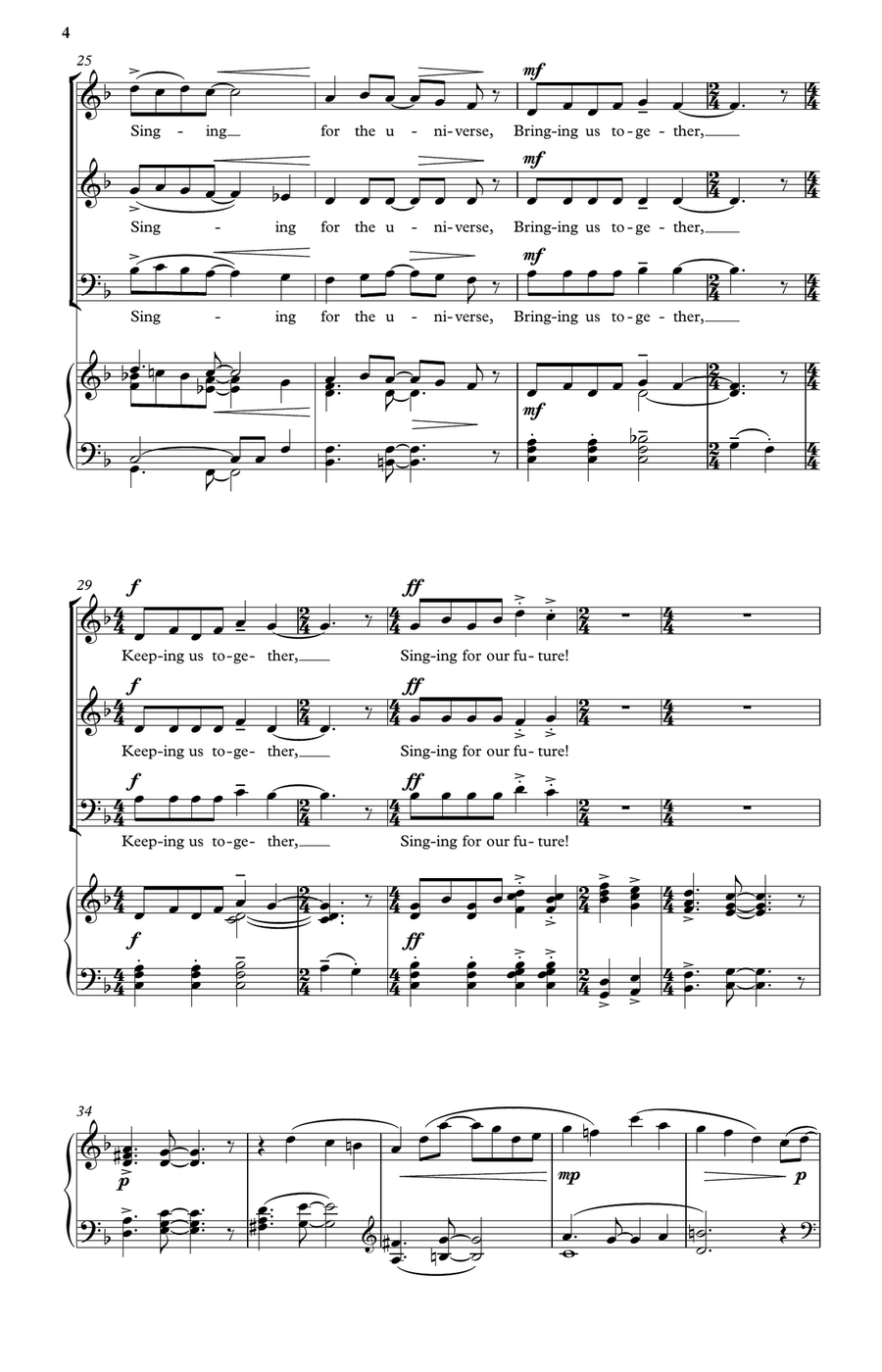 One Voice for All (mixed voice version) 3-Part scores gallery preview page 4