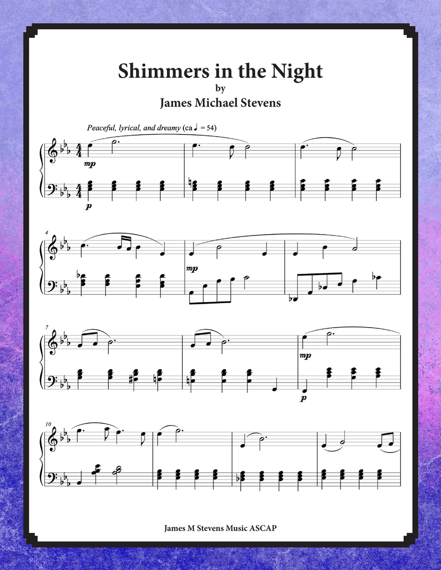 Shimmers in the Night Piano Solo scores gallery preview page 1