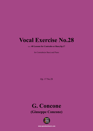 G. Concone-Vocal Exercise No.28,for Contralto(or Bass) and Piano