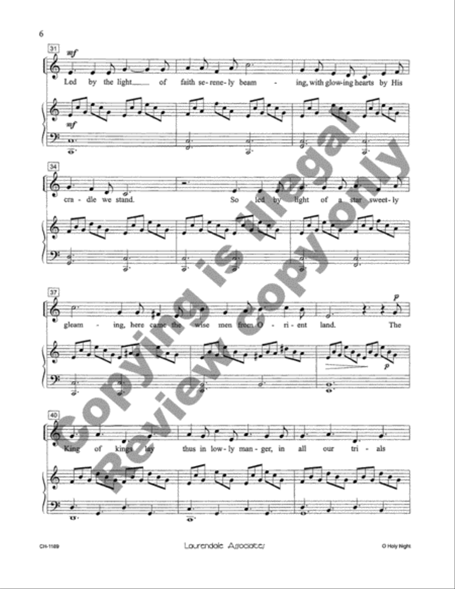 O Holy Night (Cantique de Noël) Unison Choir scores gallery preview page 6