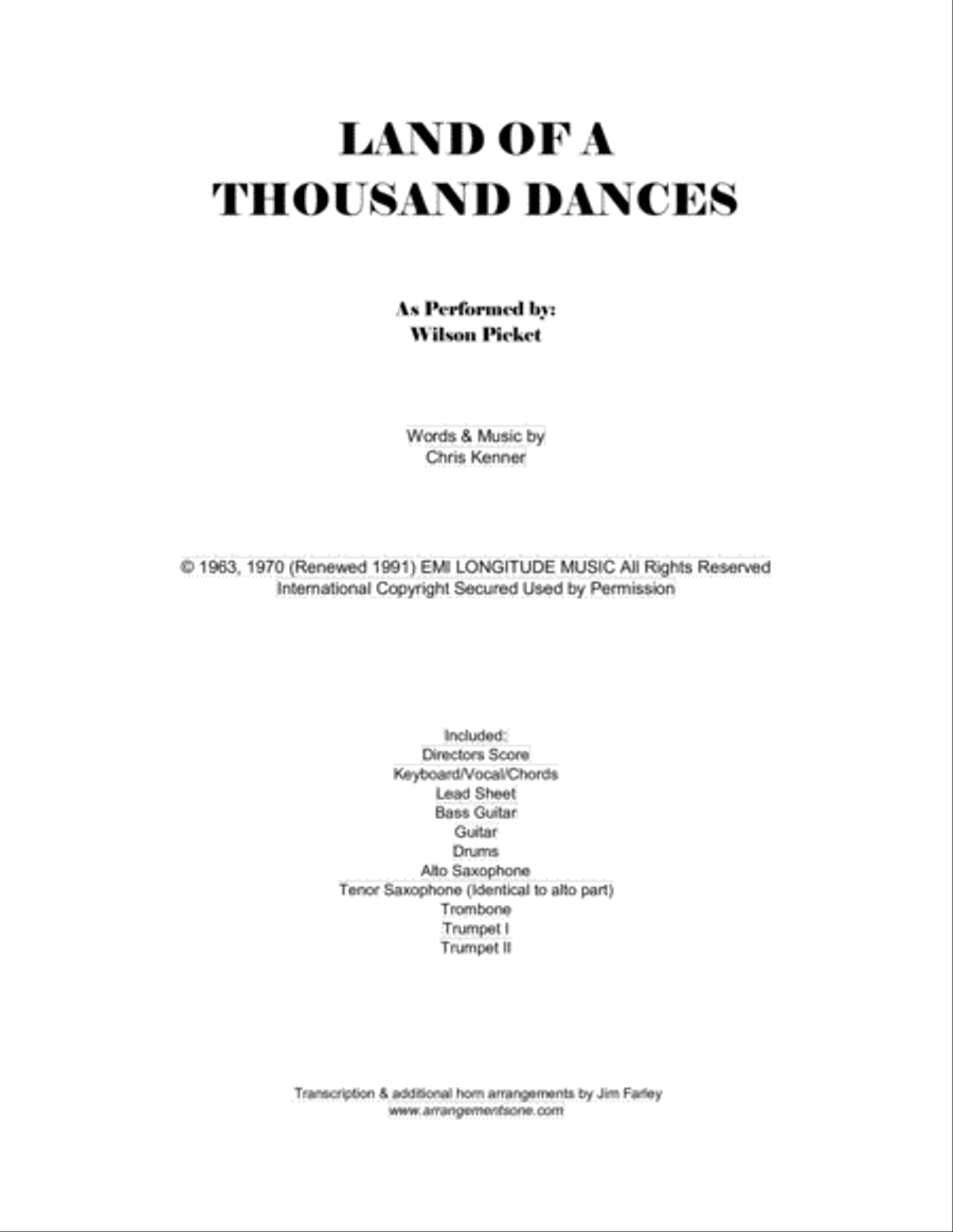 Land Of A Thousand Dances Large Ensemble scores gallery preview page 1